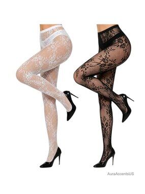 Lace Tights for Women Floral Patterned Hosiery Nylon Spandex